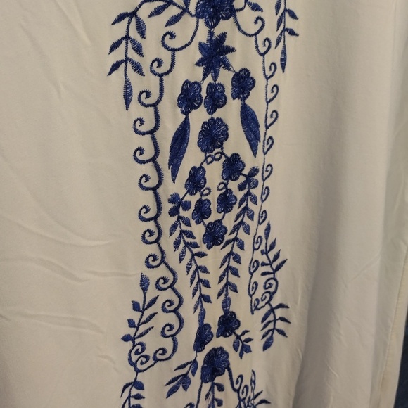Embroidered Blue And White Cover Up - Picture 12 of 13